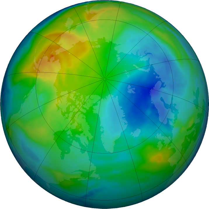 Arctic ozone map for 20 November 2019